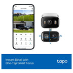 TP-Link Tapo C246D Indoor and Outdoor Dual Lens Pan and Tilt Security Camera, 2K 3MP Dual Lens, 125 Degree FOV Wide-Angle and 6mm Telephoto, IP65 Weatherproof, Smart Night Vision, 2-Way Audio