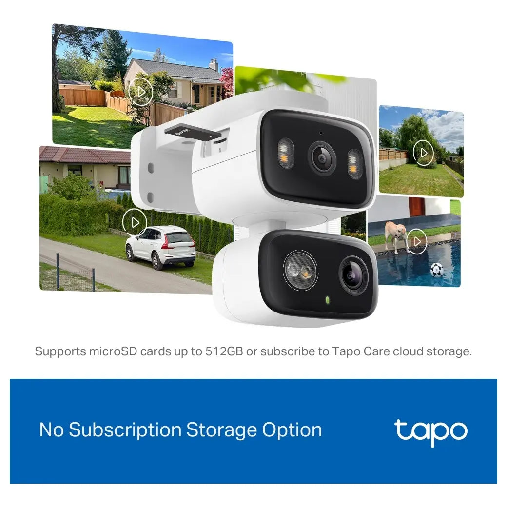 TP-Link Tapo C246D Indoor and Outdoor Dual Lens Pan and Tilt Security Camera, 2K 3MP Dual Lens, 125 Degree FOV Wide-Angle and 6mm Telephoto, IP65 Weatherproof, Smart Night Vision, 2-Way Audio