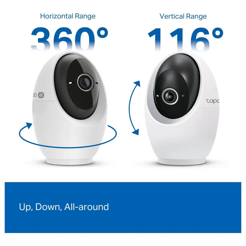 TP-Link C260 Pan and Tilt AI Home Security Wi-Fi Camera, 4K 8MP Video, 360 Degree Horizontal and 116 Degree Vertical, Human Face Recognition, Night Vision Up to 40ft