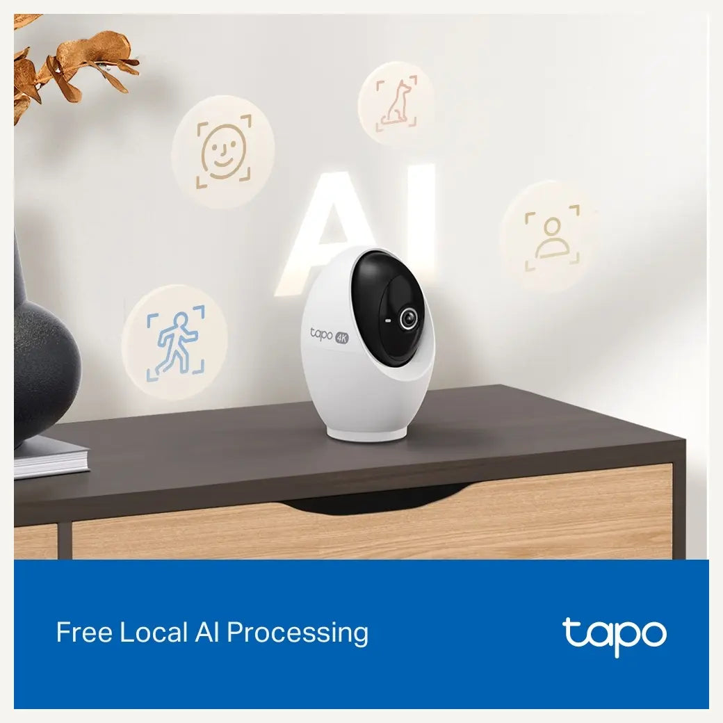 TP-Link C260 Pan and Tilt AI Home Security Wi-Fi Camera, 4K 8MP Video, 360 Degree Horizontal and 116 Degree Vertical, Human Face Recognition, Night Vision Up to 40ft