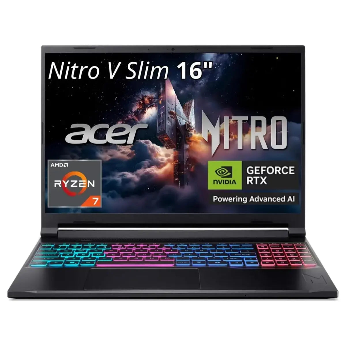Acer Nitro V16S AI Slim ANV16S-41-R3Q0 Gaming Laptop, AMD Ryzen 7 260, 16GB DDR5 RAM, 512GB PCIe 4.0 NVMe SSD, NVIDIA GeForce RTX 5070 8GB, 16" WQXGA IPS 180Hz, Windows 11 Home, Black