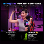 MAONO DGM20S Gaming Microphone for PC, Clear Voice and Noise Reduction, RGB Lighting, Tap-to-Mute, Gain Control, Headphone Monitoring, Boom Arm