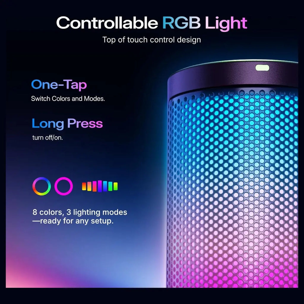 MAONO DGM20S Gaming Microphone for PC, Clear Voice and Noise Reduction, RGB Lighting, Tap-to-Mute, Gain Control, Headphone Monitoring, Boom Arm