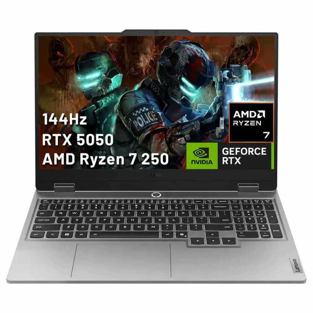 Lenovo LOQ 15AHP10 Gaming Laptop, AMD Ryzen 7 250, NVIDIA GeForce RTX 5050 8GB, 16GB DDR5-5600 RAM, 1TB PCIe 4.0 NVMe SSD, 15.6" FHD IPS 144Hz 100% sRGB G-SYNC, Windows 11 Home, Luna Grey, 83JG000FUS