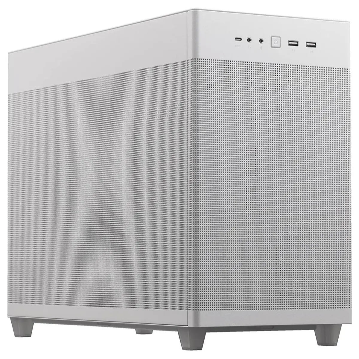 Asus Prime AP201 MicroATX Case, 33-Liter, Tool-Free Side Panels, Quasi-Filter Mesh Panels, 360mm Cooler Support, USB 3.2 Gen 2 Type-C, White