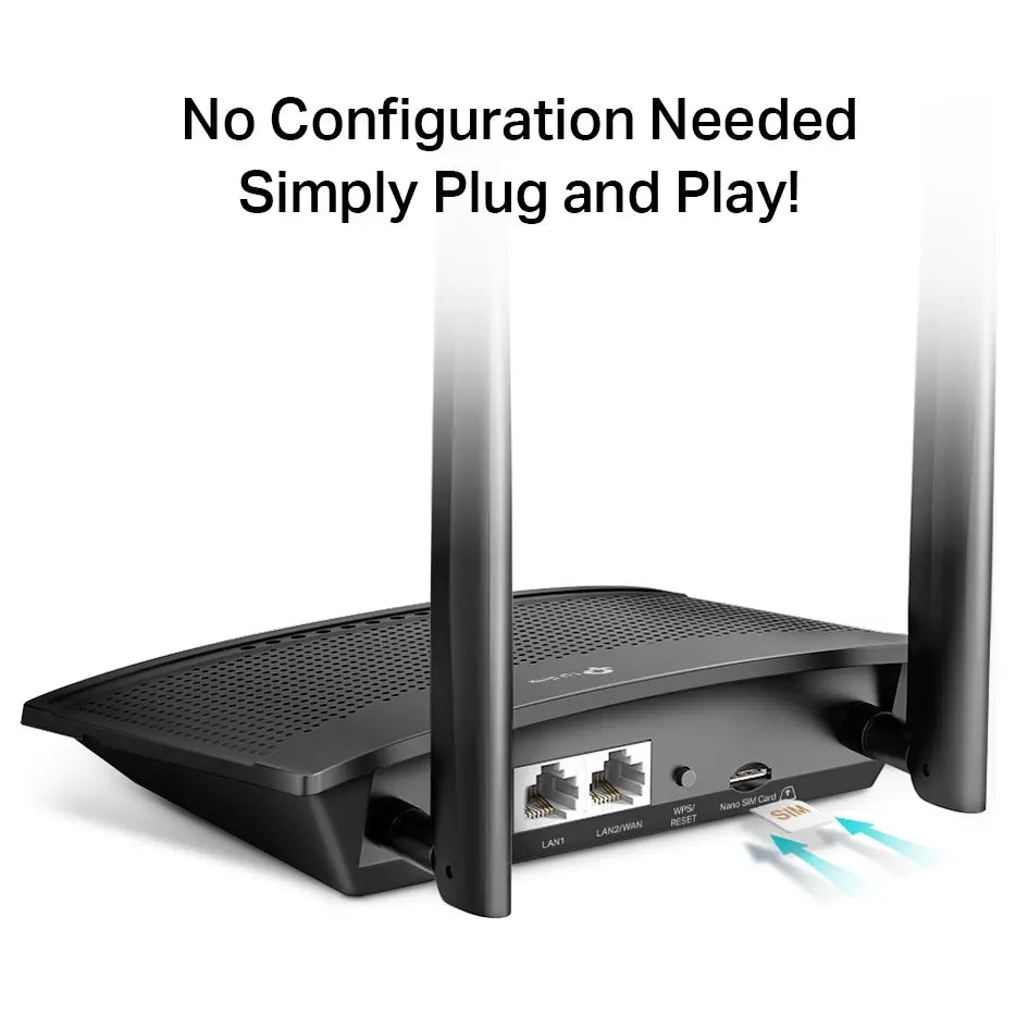 TP-Link TL-MR100 Wireless N 4G LTE Router, 300Mbps Wi-Fi, Up To 150Mbps Download, Up To 32 Devices