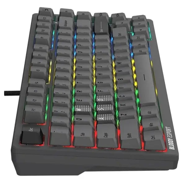 Bloody MS76 Hall Effect Magnetic Gaming Keyboard, Rapid Trigger, True Analog Input, Adjustable Actuation 0.1mm-3.5mm, 82 Key RGB, Wired, Iron Grey