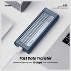 Amaze A223 Shock Proof Series NVMe M.2 SSD Enclosure Case, 10Gbps, Type-C 3.2 Input, USB-A 3.0 and Type-C Output, Aluminum Alloy