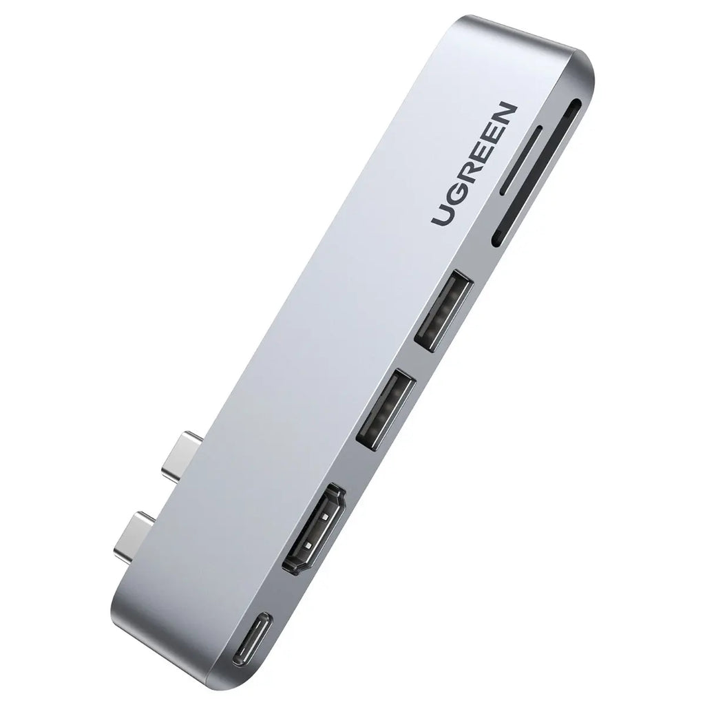 UGREEN 6-in-1 USB-C Multifunction HUB Adapter, HDMI 4K at 30Hz, Thunderbolt 3 6K at 60Hz, 2x USB-A 3.0 5Gbps, 100W PD, SD and TF Card Reader, 80856