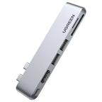 UGREEN 6-in-1 USB-C Multifunction HUB Adapter, HDMI 4K at 30Hz, Thunderbolt 3 6K at 60Hz, 2x USB-A 3.0 5Gbps, 100W PD, SD and TF Card Reader, 80856