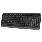 A4Tech FK10Q Sleek Multimedia Keyboard, QuietKey Technology, 12 FN HotKeys, Waterproof Design, Black