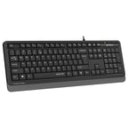 A4Tech FK10Q Sleek Multimedia Keyboard, QuietKey Technology, 12 FN HotKeys, Waterproof Design, Black