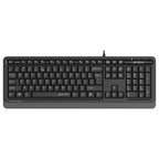 A4Tech FK10Q Sleek Multimedia Keyboard, QuietKey Technology, 12 FN HotKeys, Waterproof Design, Black