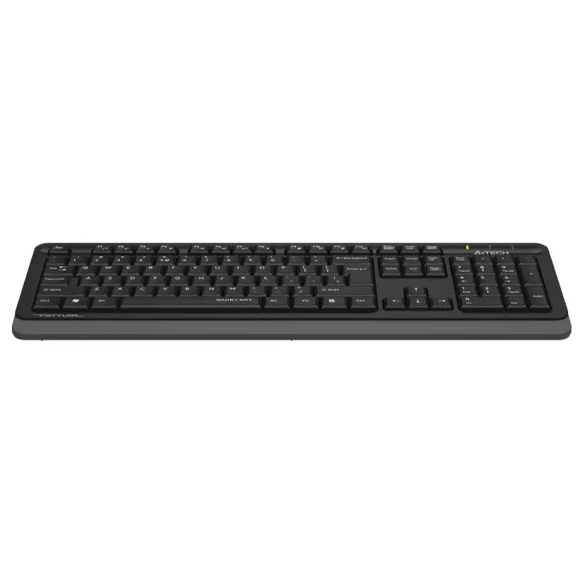 A4Tech FK10Q Sleek Multimedia Keyboard, QuietKey Technology, 12 FN HotKeys, Waterproof Design, Black