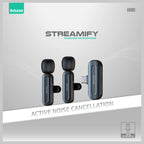 Amaze Streamify Active Noise Cancellation Wireless Microphone, Dual Microphone Setup, Intelligent Noise Reduction, 2.4GHz Private Wireless, Up to 20m Line of Sight, A680