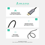 AMAZE A146 USB Type-C to DisplayPort 1.4 Cable, Up to 8K 60Hz, 32.4Gbps HBR3, DSC 1.2, HDCP 2.2, Aluminum Alloy