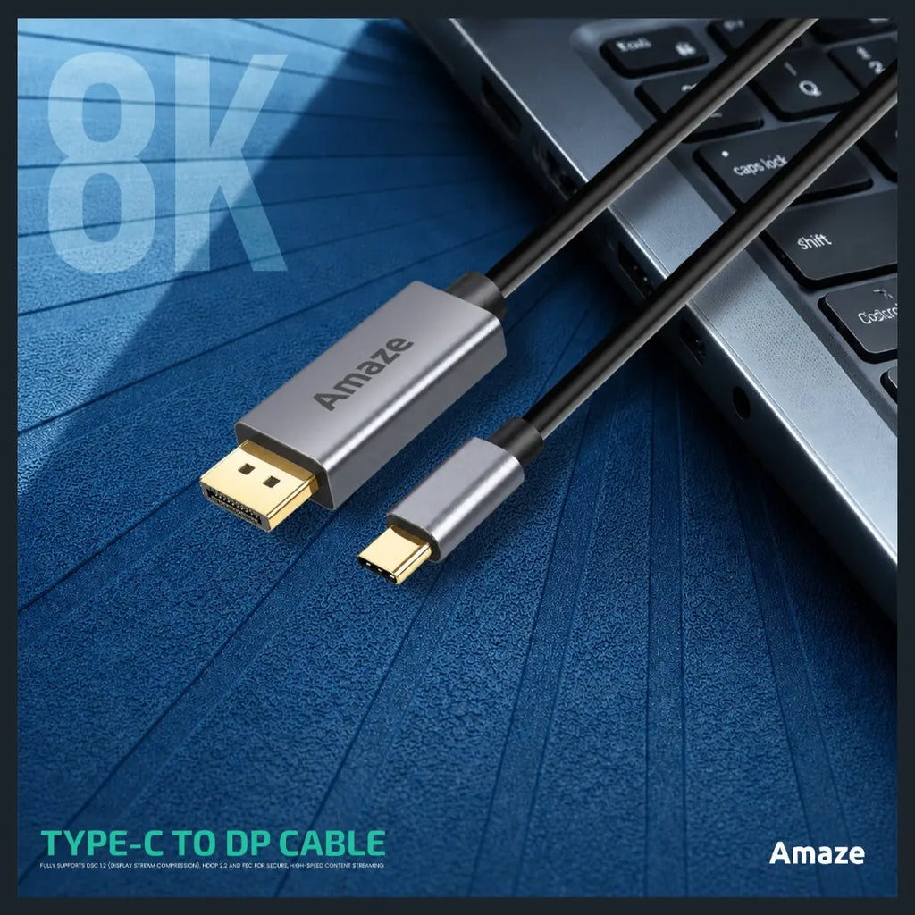 AMAZE A146 USB Type-C to DisplayPort 1.4 Cable, Up to 8K 60Hz, 32.4Gbps HBR3, DSC 1.2, HDCP 2.2, Aluminum Alloy
