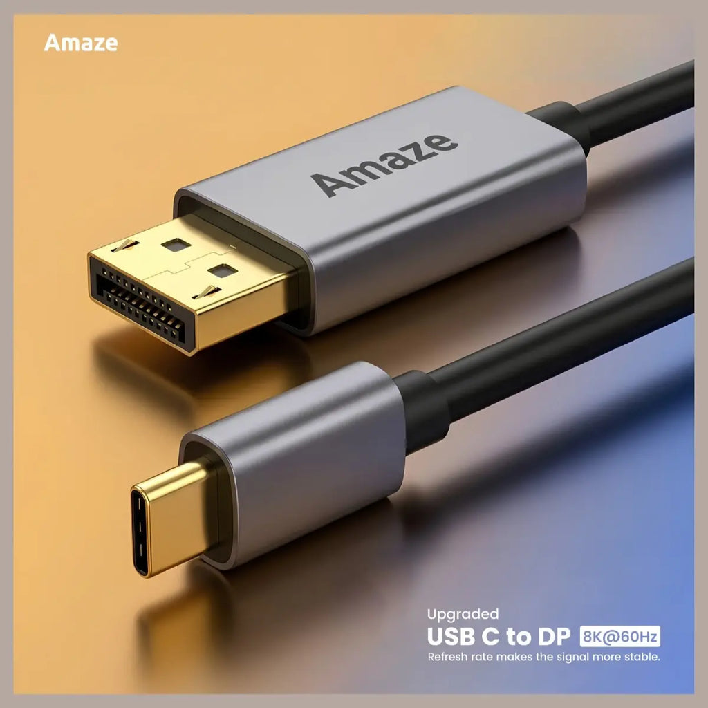 AMAZE A146 USB Type-C to DisplayPort 1.4 Cable, Up to 8K 60Hz, 32.4Gbps HBR3, DSC 1.2, HDCP 2.2, Aluminum Alloy