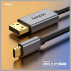 AMAZE A146 USB Type-C to DisplayPort 1.4 Cable, Up to 8K 60Hz, 32.4Gbps HBR3, DSC 1.2, HDCP 2.2, Aluminum Alloy