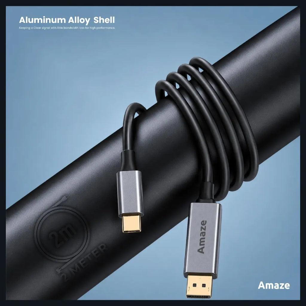 AMAZE A146 USB Type-C to DisplayPort 1.4 Cable, Up to 8K 60Hz, 32.4Gbps HBR3, DSC 1.2, HDCP 2.2, Aluminum Alloy