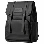 DUKES CITYLINE Backpack, Premium PU Exterior and Polyester Lining, Magnetic Strap Buttons, Zipper and Hasp Closure, Dedicated Computer Interlayer, Fully Waterproof, 32x12x44cm - Pure Black