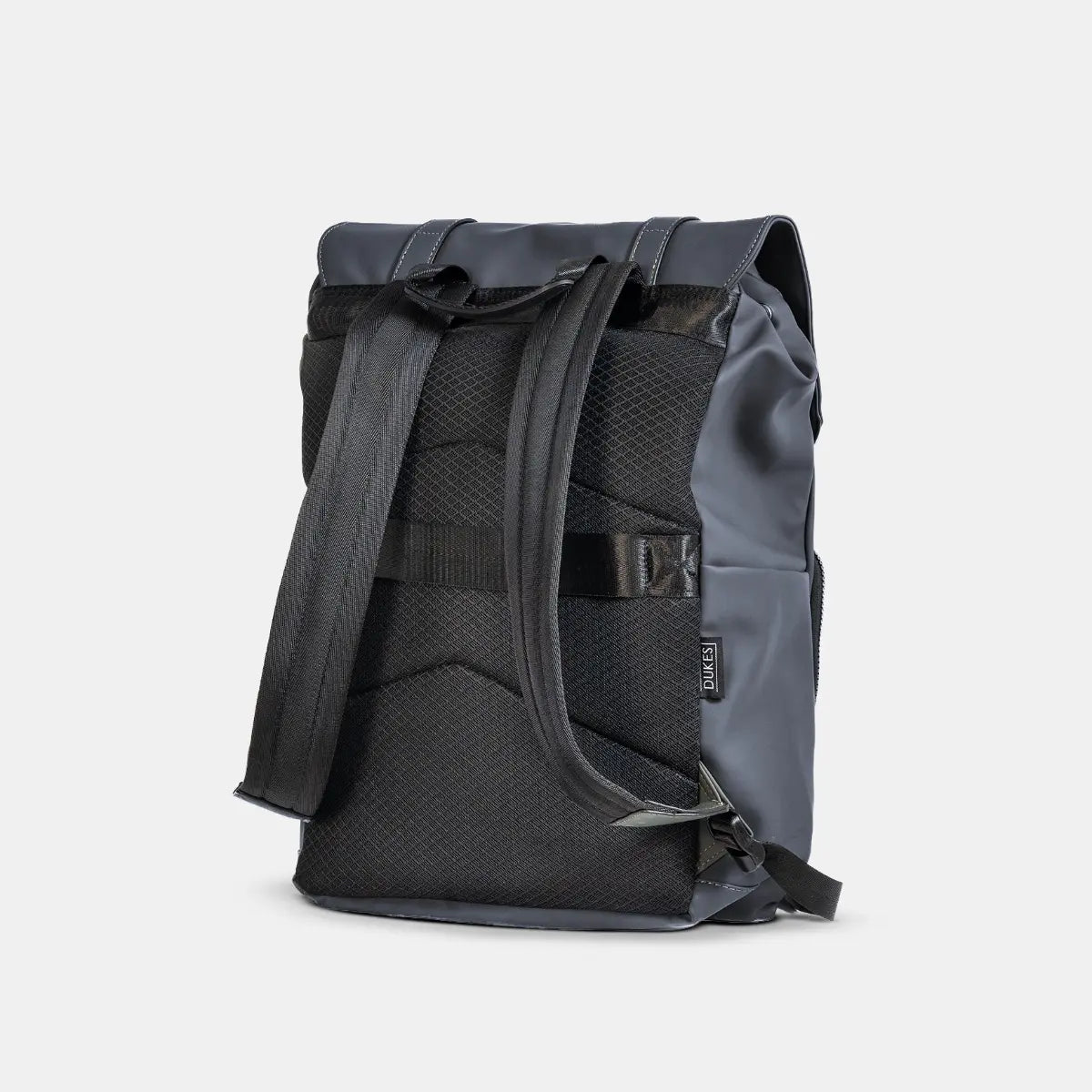 DUKES CITYLINE Backpack, Premium PU Exterior and Polyester Lining, Magnetic Strap Buttons, Zipper and Hasp Closure, Dedicated Computer Interlayer, Fully Waterproof, 32x12x44cm - Pure Black