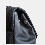 DUKES CITYLINE Backpack, Premium PU Exterior and Polyester Lining, Magnetic Strap Buttons, Zipper and Hasp Closure, Dedicated Computer Interlayer, Fully Waterproof, 32x12x44cm - Pure Black