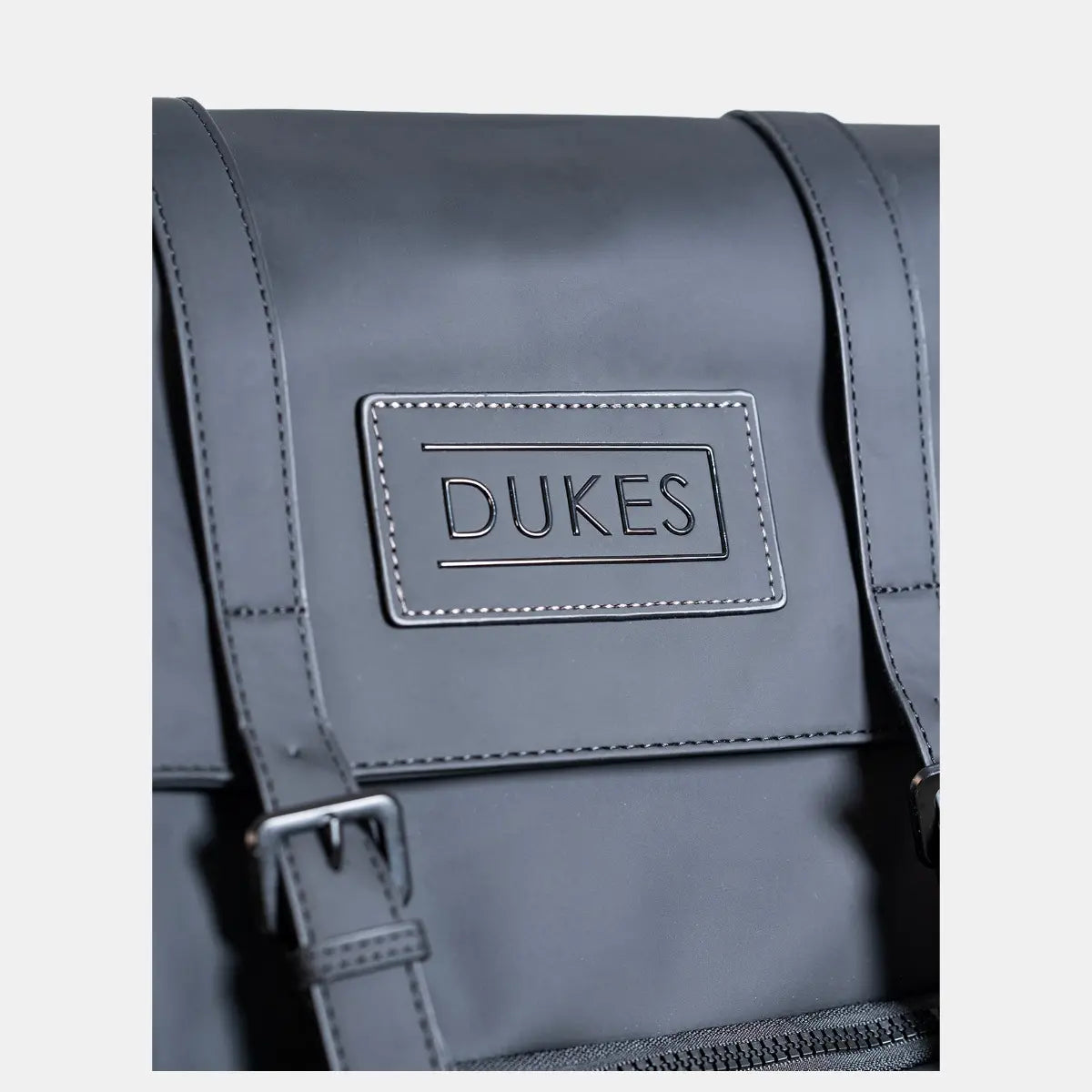 DUKES CITYLINE Backpack, Premium PU Exterior and Polyester Lining, Magnetic Strap Buttons, Zipper and Hasp Closure, Dedicated Computer Interlayer, Fully Waterproof, 32x12x44cm - Pure Black