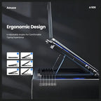 AMAZE 6 Fan Laptop Cooling Pad, 6-Level Height Adjustment, Supports up to 16", Fan Speed Controller, 2 USB Ports, Blue Fan Lighting, A506