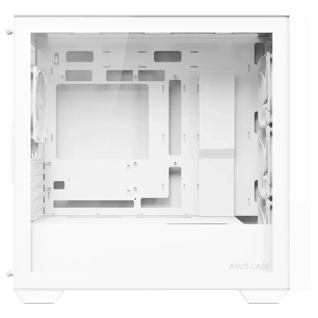 Asus A21 Plus TG ARGB MicroATX PC Case, 4x ARGB Fans Pre-Installed, Mesh Front Panel, Back-Connect Compatible, Up to 360mm Radiator, Up to 380mm Graphics, White