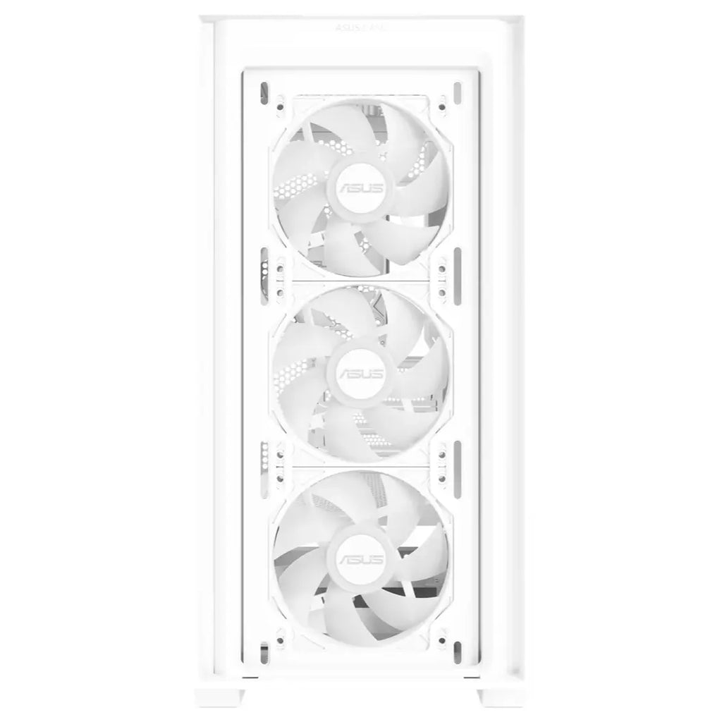 Asus A21 Plus TG ARGB MicroATX PC Case, 4x ARGB Fans Pre-Installed, Mesh Front Panel, Back-Connect Compatible, Up to 360mm Radiator, Up to 380mm Graphics, White