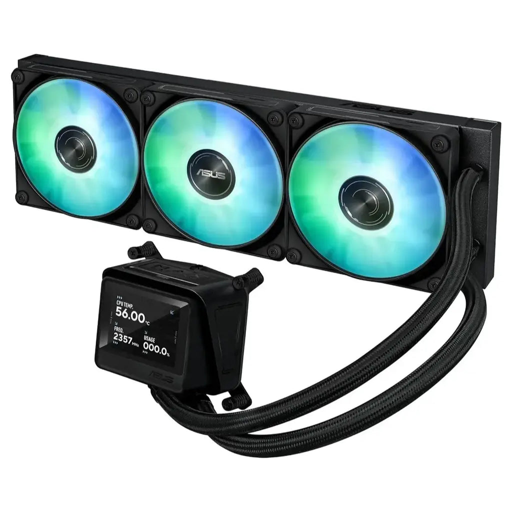 ASUS Max Gaming LC 360 ARGB LCD All-in-One CPU Liquid Cooler, 2.4" IPS LCD Screen, Pre-Installed ARGB Fans, Aura Lighting, Black