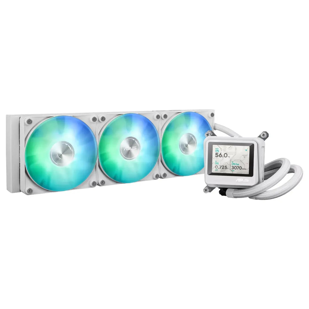 ASUS Max Gaming LC 360 ARGB LCD All-in-One CPU Liquid Cooler, 2.4" IPS LCD Screen, Pre-Installed ARGB Fans, Aura Lighting, White Edition
