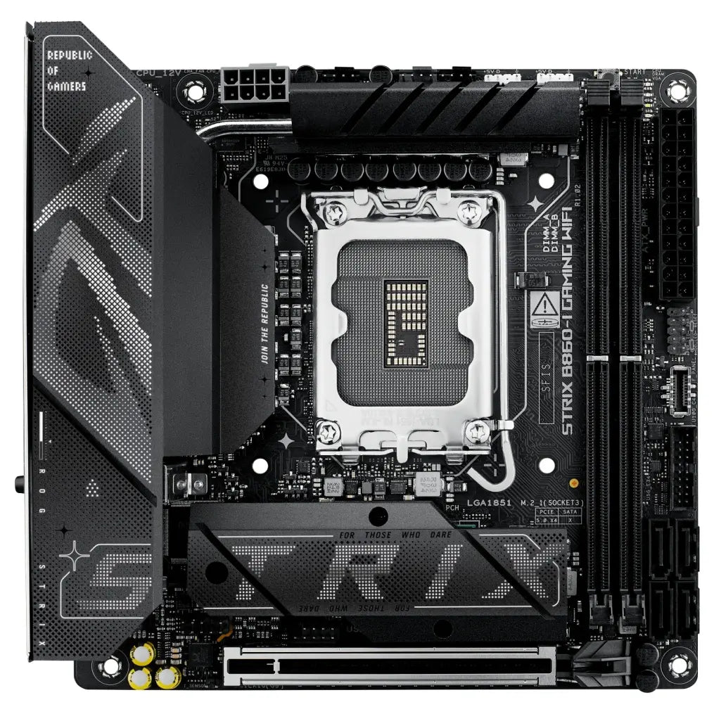 ASUS ROG STRIX B860-I GAMING WIFI Mini-ITX Motherboard, B860, LGA1851, Intel Core Ultra Series 2 Ready, DDR5, 2.5G LAN, WiFi7, M.2, Thunderbolt 4, USB Type-C