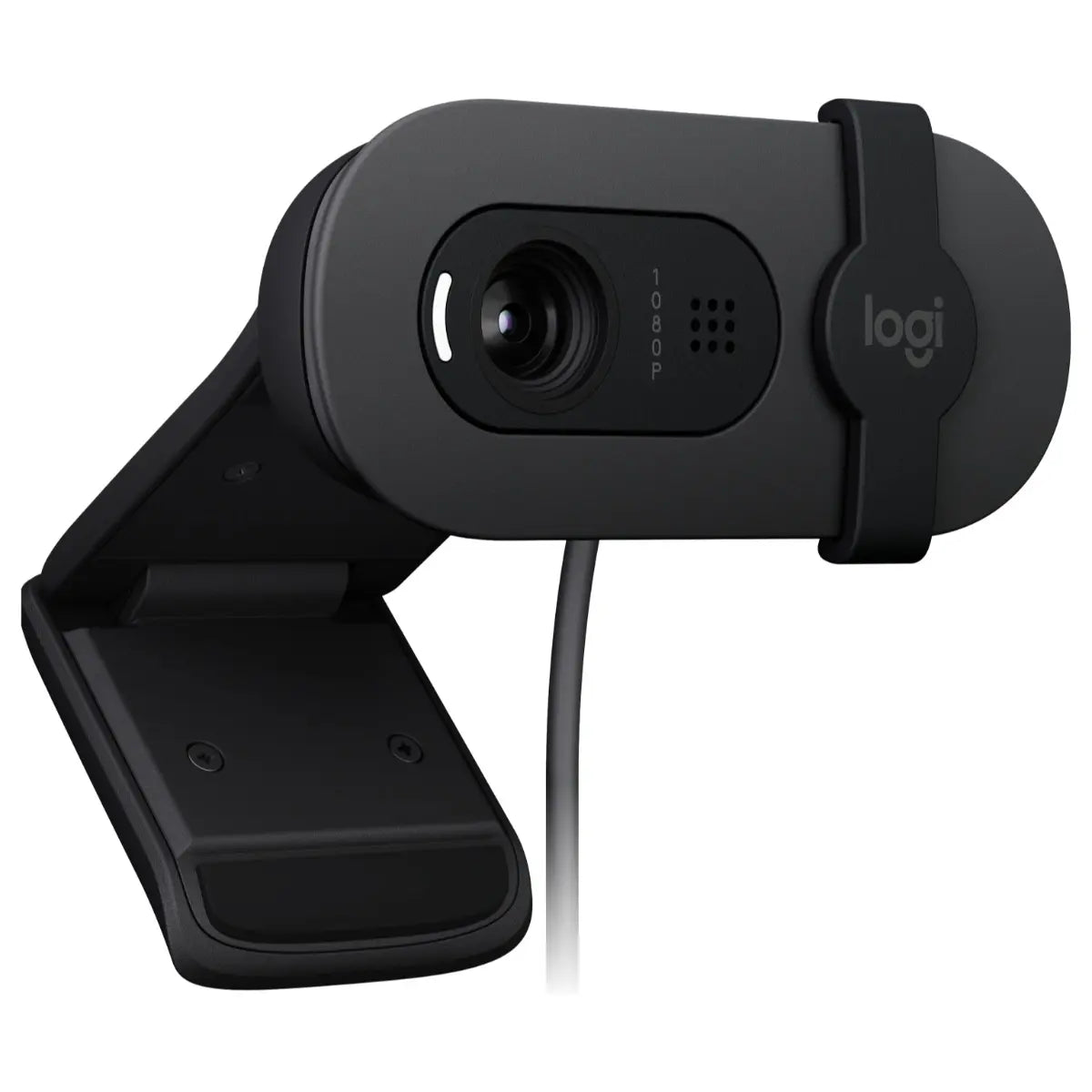 Logitech BRIO 100 Webcam, Full HD 1080p 30fps, RightLight 2 Auto-Light Balance, Built-In Mic, Integrated Privacy Shutter, USB-A Plug-and-Play, Graphite