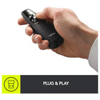 Logitech Wireless Presenter R400 USB-A PowerPoint Clicker with Class 2 Red Laser, 2.4GHz RF Wireless, Up to 50-Foot Range