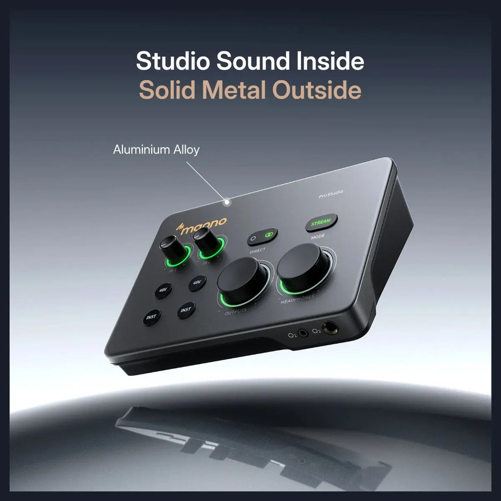 Maono P2 USB Hybrid Audio Interface, USB-C Plug and Play, Up to 56dB Clean Gain, 192kHz High-Resolution Audio, Dual XLR and TRS Combo Inputs