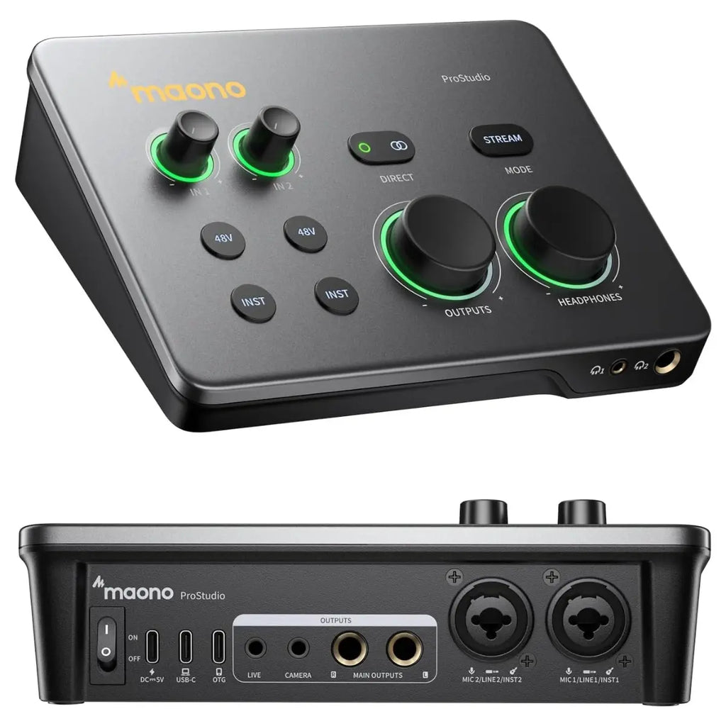 Maono P2 USB Hybrid Audio Interface, USB-C Plug and Play, Up to 56dB Clean Gain, 192kHz High-Resolution Audio, Dual XLR and TRS Combo Inputs