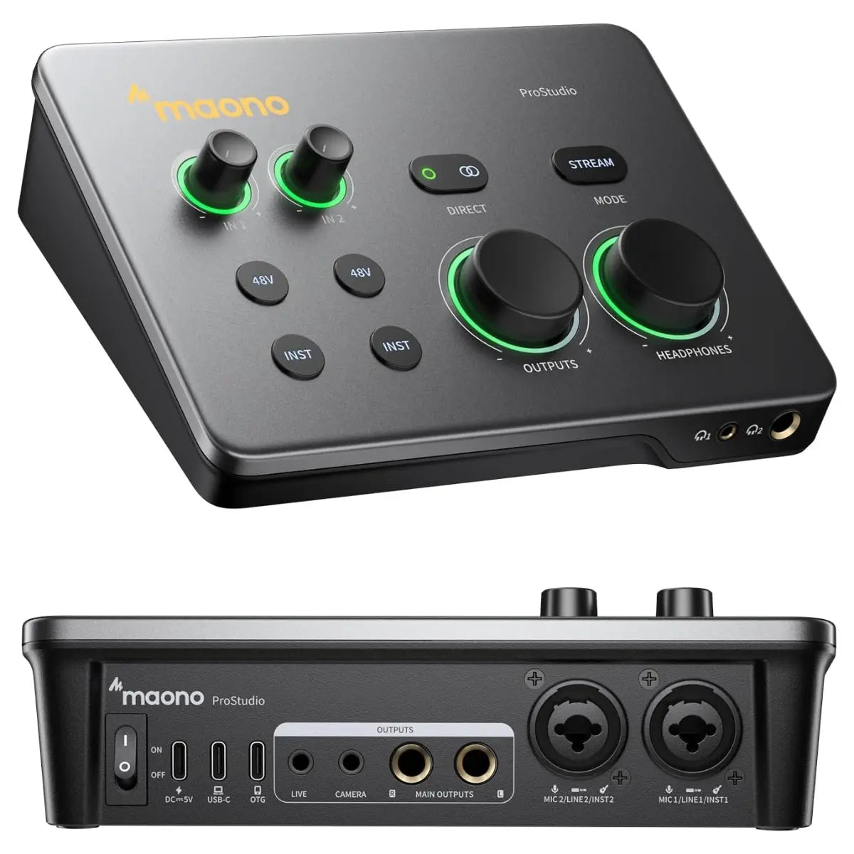 Maono P2 USB Hybrid Audio Interface, USB-C Plug and Play, Up to 56dB Clean Gain, 192kHz High-Resolution Audio, Dual XLR and TRS Combo Inputs