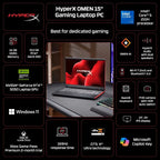 HP HyperX Omen 15-GA0050WM Gaming Laptop, Intel Core 5 210H, GeForce RTX 5050 8GB, 16GB DDR5 RAM, 512GB PCIe NVMe SSD, 15.3in WUXGA IPS 165Hz, Windows 11 Home, Gray