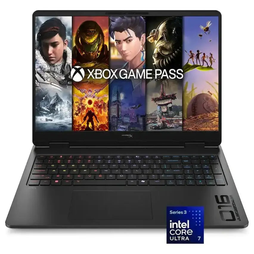 HP HyperX Omen 16-AM2013DX Gaming Laptop, Intel Core Ultra 7 356H, NVIDIA RTX 5060 8GB, 16GB DDR5 RAM, 512GB NVMe M.2 SSD, 16" WUXGA IPS 165Hz, Windows 11 Home, Shadow Black