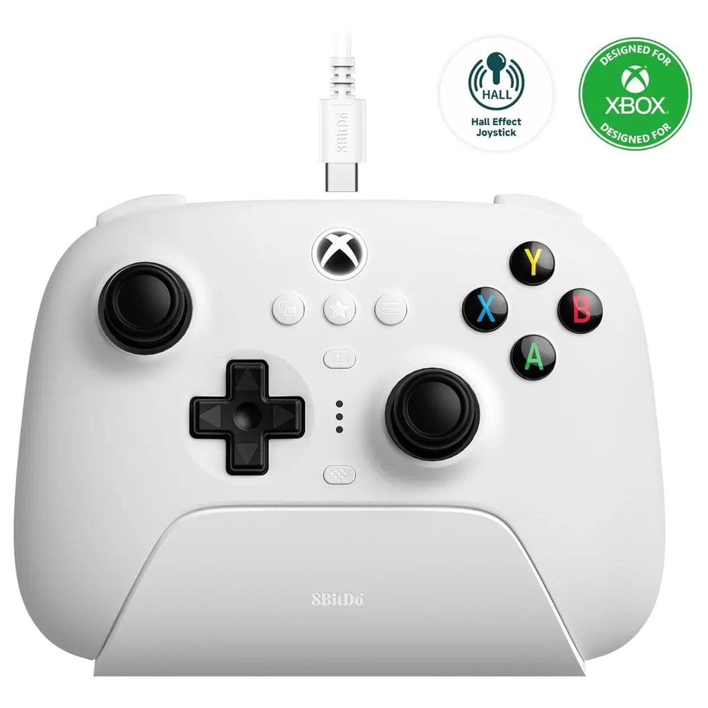 8BitDo Ultimate 3-Mode Controller, Hall Effect Joysticks and Hall Effect Impulse Triggers, 2 Pro Back Paddle Buttons, Wired Only for Xbox Series X|S and Xbox One, 3.5mm Audio Jack, White