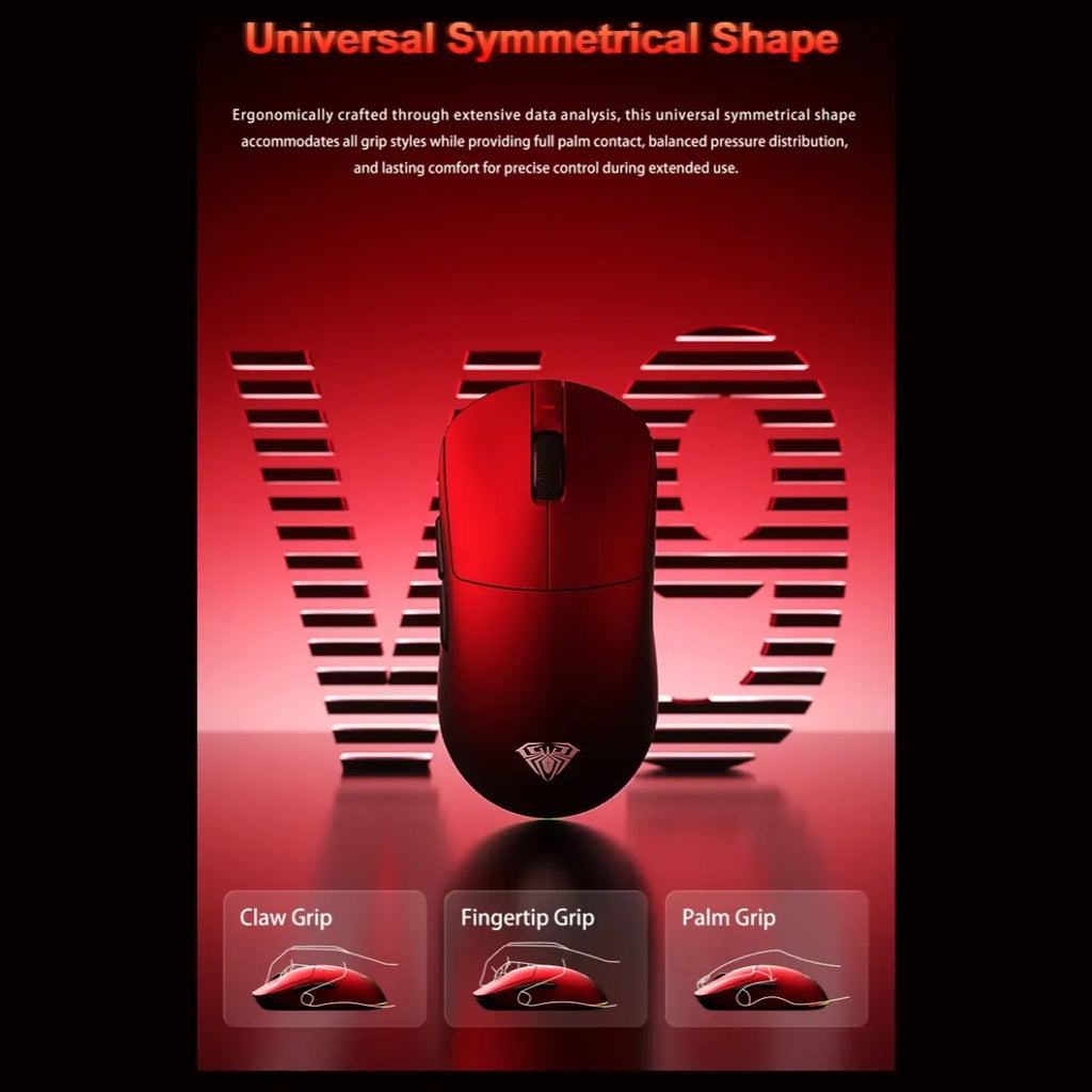 AULA V9 Ultra Tri-Mode Wireless Gaming Mouse, PAW3950 Sensor, Up to 42,000 DPI, Dual 8K Polling Rate, Omron Optical Switches, 600mAh Battery, StarWars Red
