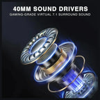 Aula G7 Pro Wireless Gaming Headset, Virtual 7.1 Surround Sound, 40mm Driver, BT5.3, 2.4G Type-C Wireless, 3.5mm Wired, 10ms Latency, Noise-Canceling Mic, 65H Battery, RGB, White