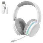 Aula G7 Pro Wireless Gaming Headset, Virtual 7.1 Surround Sound, 40mm Driver, BT5.3, 2.4G Type-C Wireless, 3.5mm Wired, 10ms Latency, Noise-Canceling Mic, 65H Battery, RGB, White