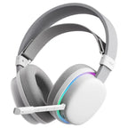 AULA G7 Wireless Gaming Headset, Dual Bluetooth 5.3 and 2.4GHz, 7.1 Surround Sound, 10ms Ultra-Low Latency, 80+ Hour Battery, RGB, Noise-Canceling Mic, Silver Wing White