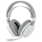 AULA G7 Wireless Gaming Headset, Dual Bluetooth 5.3 and 2.4GHz, 7.1 Surround Sound, 10ms Ultra-Low Latency, 80+ Hour Battery, RGB, Noise-Canceling Mic, Silver Wing White
