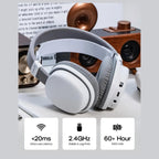 AULA G7 Wireless Gaming Headset, Dual Bluetooth 5.3 and 2.4GHz, 7.1 Surround Sound, 10ms Ultra-Low Latency, 80+ Hour Battery, RGB, Noise-Canceling Mic, Silver Wing White