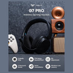 AULA G7 Pro Wireless Gaming Headset, Virtual 7.1 Surround Sound, 40mm Driver, BT5.3 and 2.4GHz and 3.5mm Tri-Mode, 10ms Latency, Noise-Canceling Mic, RGB, 280g, Black