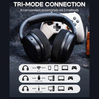 AULA G7 Pro Wireless Gaming Headset, Virtual 7.1 Surround Sound, 40mm Driver, BT5.3 and 2.4GHz and 3.5mm Tri-Mode, 10ms Latency, Noise-Canceling Mic, RGB, 280g, Black